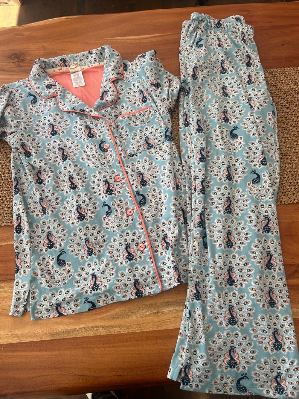 Munki Munki Peacock Print Pajama Set Size Medium